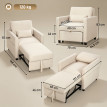 Fauteuil lit Velanot 3 en 1 tissu effet lin blanc crème