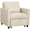 Fauteuil lit Velanot 3 en 1 tissu effet lin blanc crème