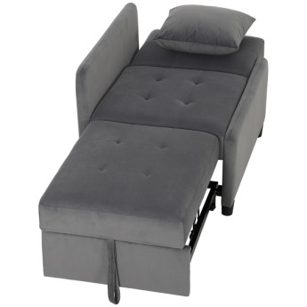 Fauteuil lit Heleier convertible inclinable velours gris foncé