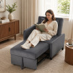 Fauteuil lit Heleier convertible inclinable velours gris foncé