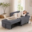 Fauteuil lit Heleier convertible inclinable velours gris foncé