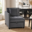 Fauteuil lit Heleier convertible inclinable velours gris foncé