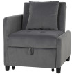 Fauteuil lit Heleier convertible inclinable velours gris foncé