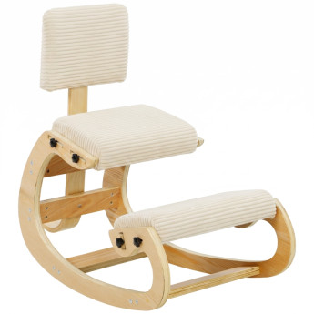 Chaise à genoux Rivot ergonomique dossier velours côtelé crème