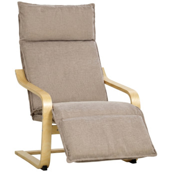 Fauteuil Torval bascule repose-pieds lin marron clair