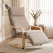 Fauteuil Torval bascule repose-pieds lin marron clair