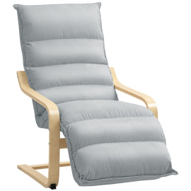 Fauteuil Deline velours repose-pieds réglable gris