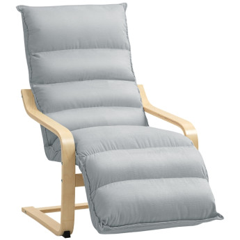 Fauteuil Deline velours repose-pieds réglable gris