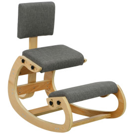 Chaise ergonomique à genoux Calanova tissu effet lin gris