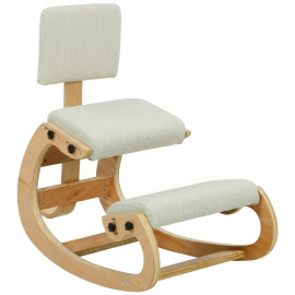 Galinven Chaise à genoux ergonomique bureau tissu effet lin crème