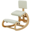Galinven Chaise à genoux ergonomique bureau tissu effet lin crème