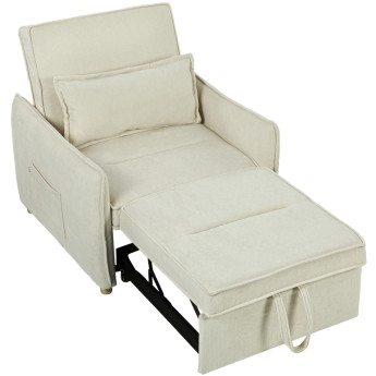 Fauteuil-lit Darier convertible 3 en 1 chenille crème