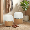 Calrieo Poufs de Rangement Chenille PU Marron Crème
