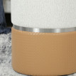 Calrieo Poufs de Rangement Chenille PU Marron Crème