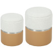Calrieo Poufs de Rangement Chenille PU Marron Crème