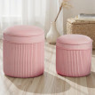 Set de 2 Poufs Coffres Galorier Ronds Empilables Velours Rose