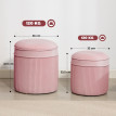 Set de 2 Poufs Coffres Galorier Ronds Empilables Velours Rose
