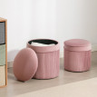 Set de 2 Poufs Coffres Galorier Ronds Empilables Velours Rose