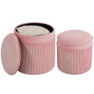 Set de 2 Poufs Coffres Galorier Ronds Empilables Velours Rose