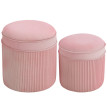 Set de 2 Poufs Coffres Galorier Ronds Empilables Velours Rose