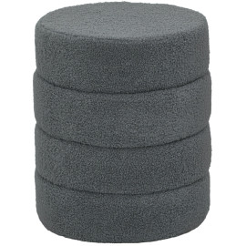 Tabouret Alenrio rond en peluche avec cadre métal gris foncé