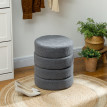 Tabouret Alenrio rond en peluche avec cadre métal gris foncé