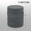 Tabouret Alenrio rond en peluche avec cadre métal gris foncé