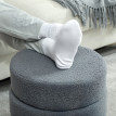 Tabouret Alenrio rond en peluche avec cadre métal gris foncé