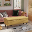 Banc coffre Melarin rangement tissu acier noir jaune