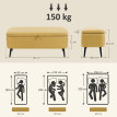 Banc coffre Melarin rangement tissu acier noir jaune