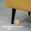 Banc coffre Melarin rangement tissu acier noir jaune