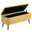 Banc coffre Melarin rangement tissu acier noir jaune