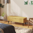 Banc coffre Melarin rangement tissu acier noir jaune