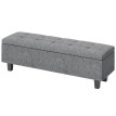 Belo Banc de rangement rembourré lin pieds bois Gris foncé