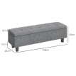 Belo Banc de rangement rembourré lin pieds bois Gris foncé