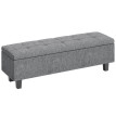 Belo Banc de rangement rembourré lin pieds bois Gris foncé