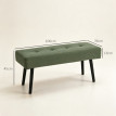 Banc banquette Camet velours côtelé capitonné acier vert