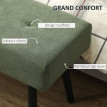 Banc banquette Camet velours côtelé capitonné acier vert