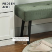 Banc banquette Camet velours côtelé capitonné acier vert