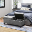 Estas Banc coffre de rangement capitonné tissu gris