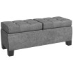 Estas Banc coffre de rangement capitonné tissu gris