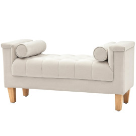 Toranena banc rembourré vintage chenille beige