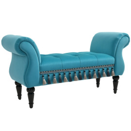 Banc banquette Corioea capitonné velours bleu