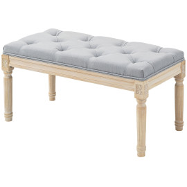 Produit Felanin banc bout de lit rembourré vintage lin synthétique gris clair