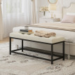 Banc de bout de lit Kalal velours capitonné métal crème