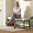 Banc de bout de lit Kalal velours capitonné métal crème