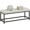 Banc de bout de lit Kalal velours capitonné métal crème