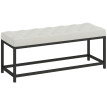 Banc de bout de lit Kalal velours capitonné métal crème