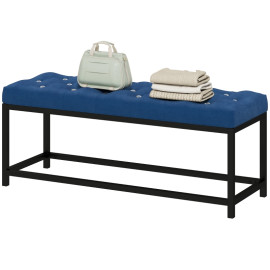 Montorara banc pied de lit capitonné velours bleu foncé