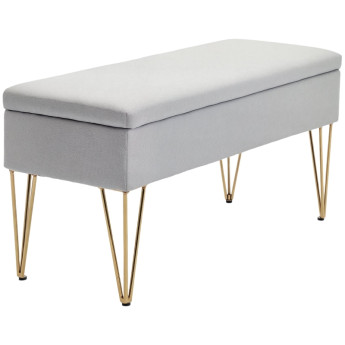 Banc de bout de lit Elos coffre tissu acier gris clair